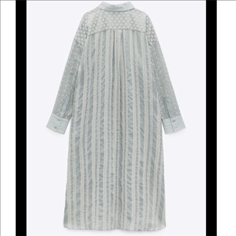 Zara open knit embroidery patchwork dress tunic duster - Picture 14 of 15